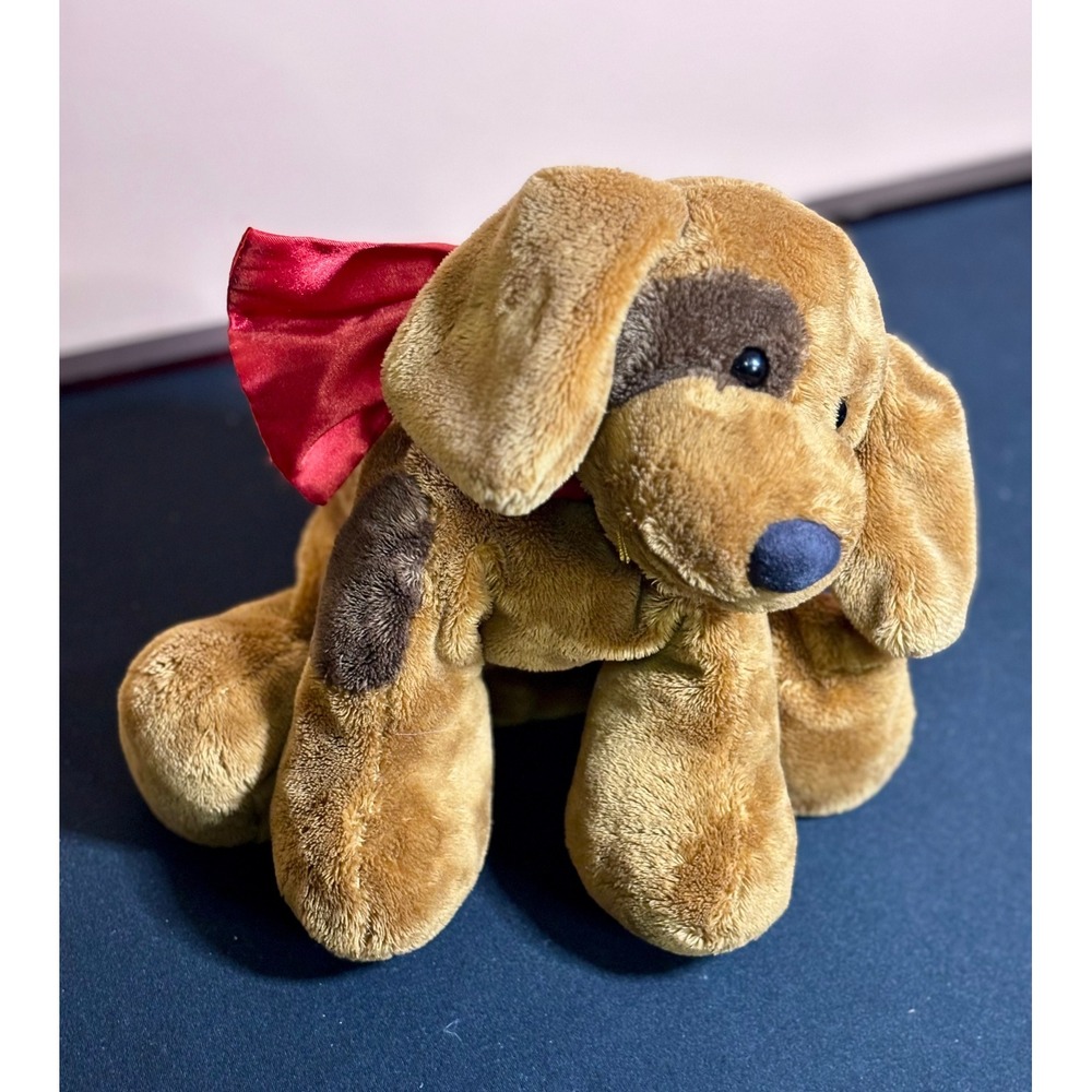 Vintage 2003 Gund Loves Treynor Puppy Dog Plush Stuffed Animal Red Bow 14262